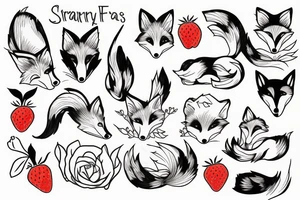 Foxes with strawberries tattoo idea