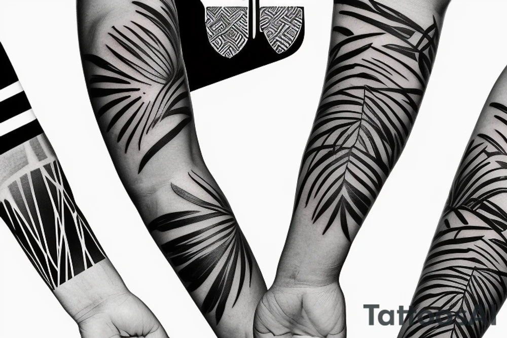 palm tree sleeve tattoo idea