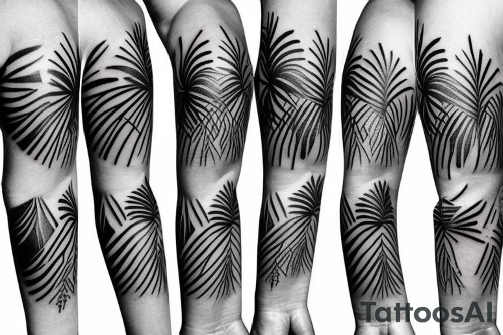 palm tree sleeve tattoo idea