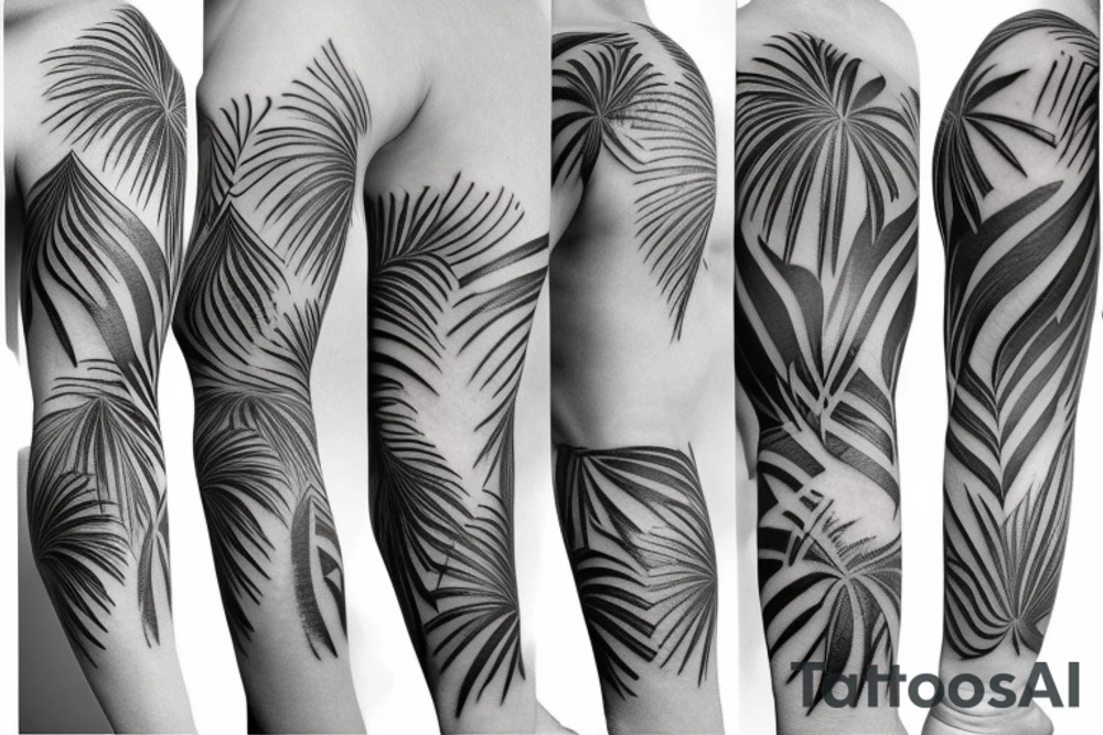 palm tree sleeve tattoo idea