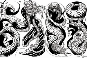 Evil mermaid tentacle tongue tattoo idea