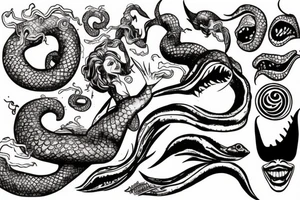 Evil mermaid tentacle tongue tattoo idea