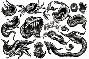 Evil mermaid tentacle tongue tattoo idea