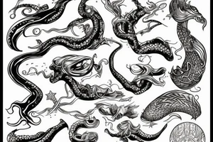Evil mermaid tentacle tongue tattoo idea