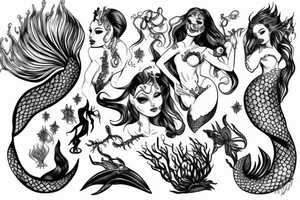 Evil mermaid beautiful tattoo idea