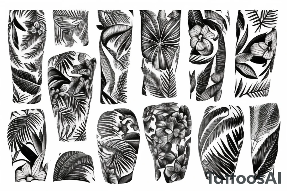 tropical sleeve tattoo idea