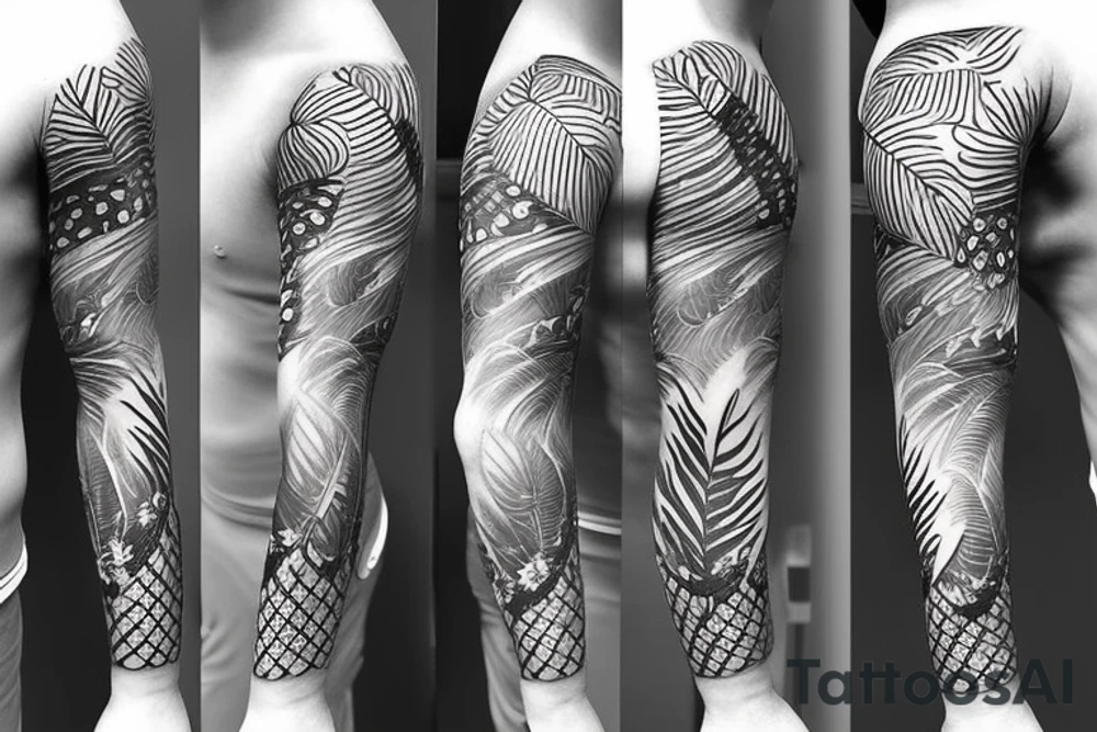 tropical sleeve tattoo idea