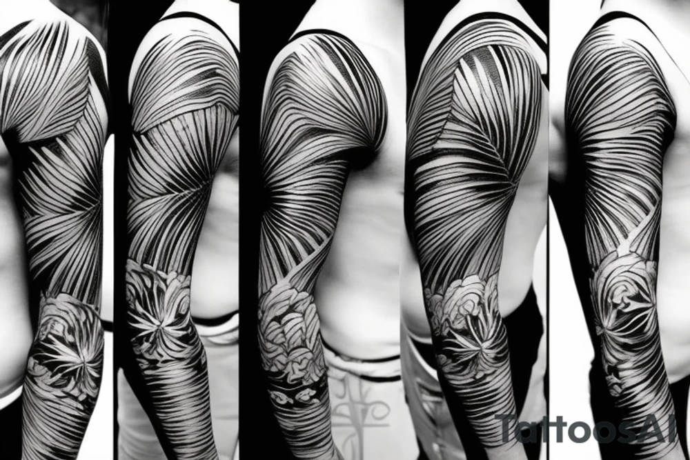 tropical sleeve tattoo idea