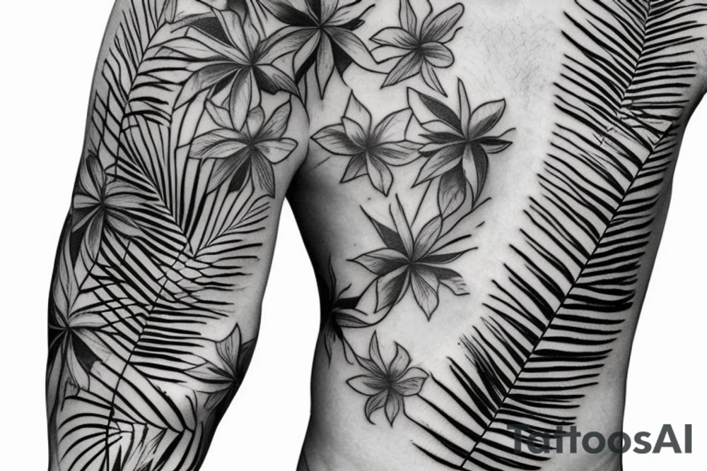 tropical sleeve tattoo idea