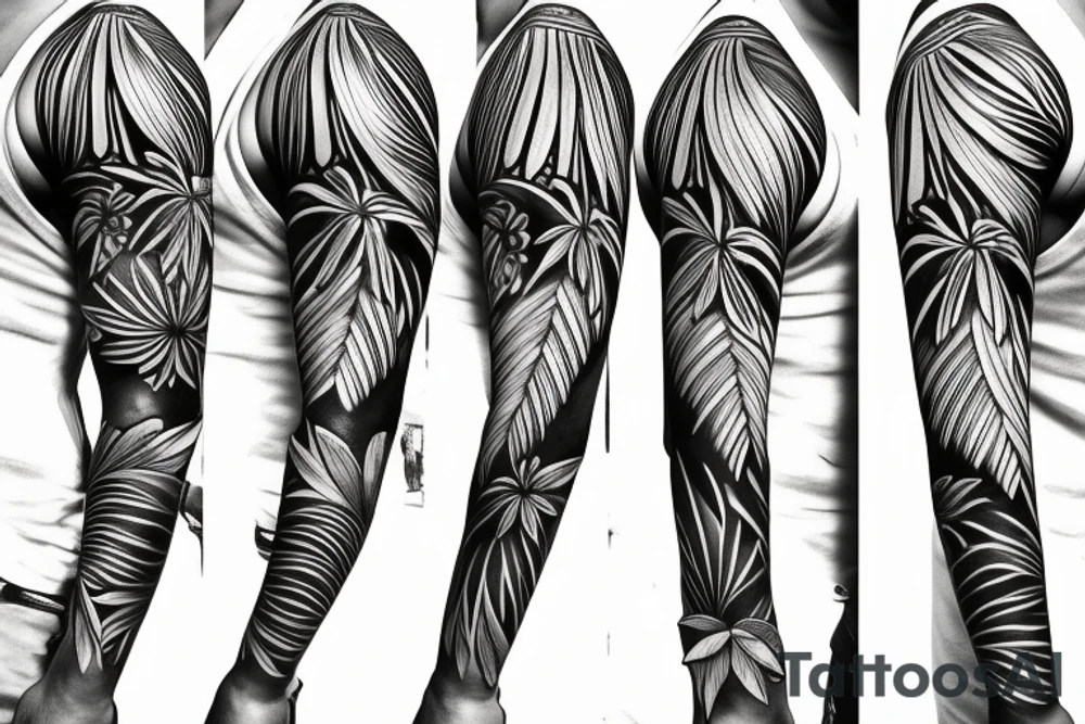 tropical sleeve tattoo idea