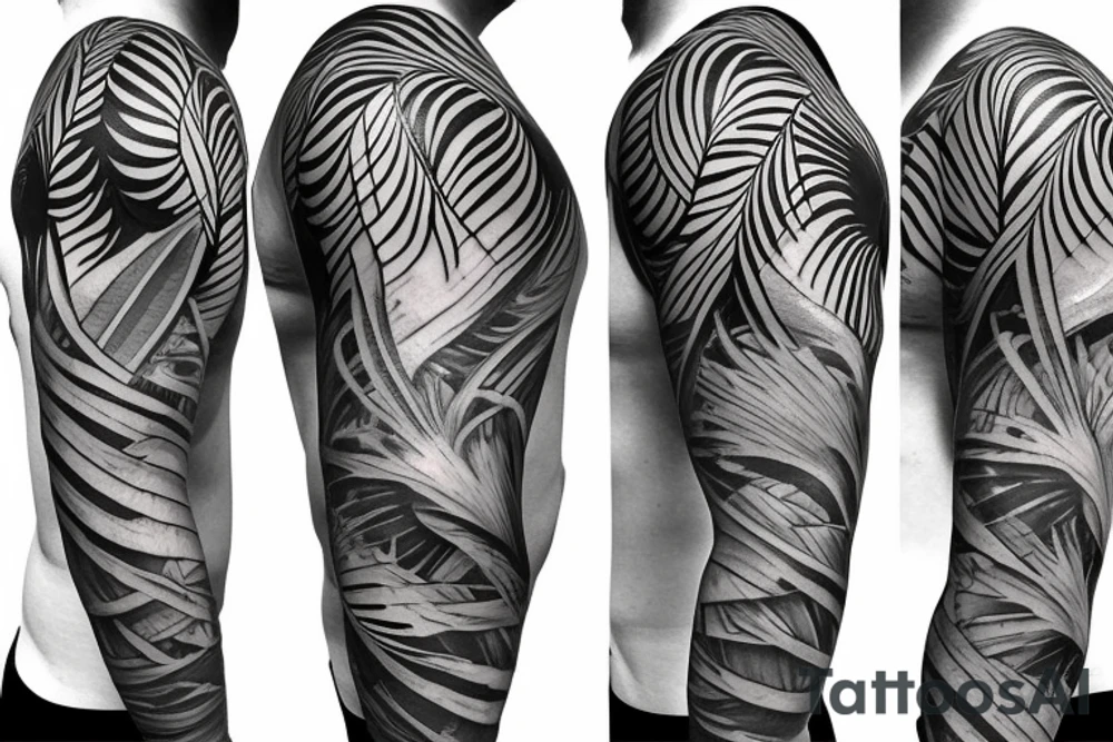 tropical sleeve tattoo idea