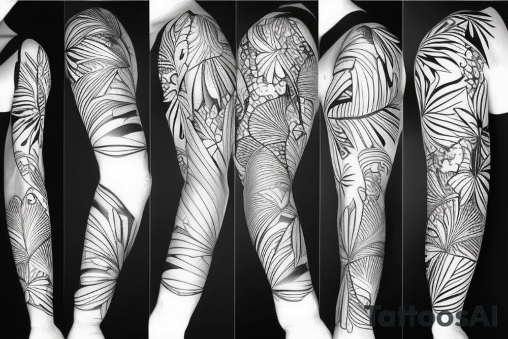 tropical sleeve tattoo idea
