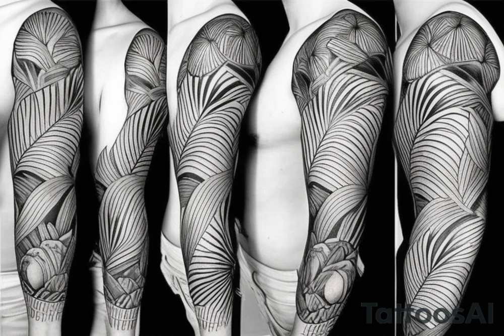 tropical sleeve tattoo idea