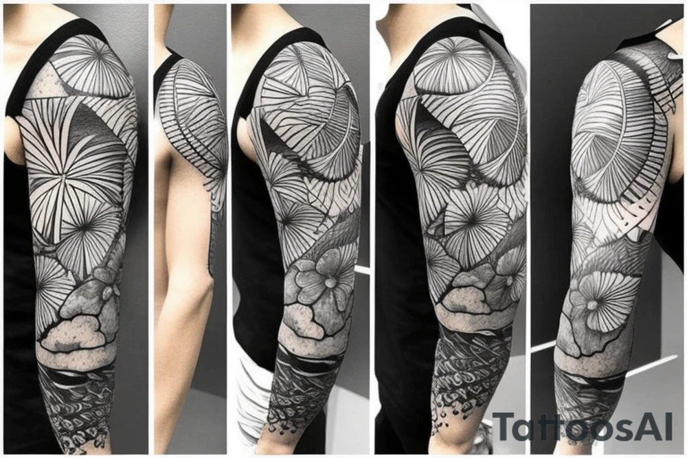 tropical sleeve tattoo idea
