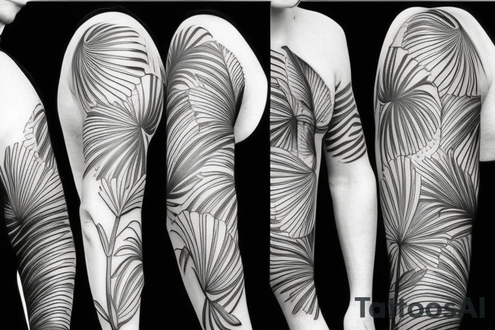 tropical sleeve tattoo idea