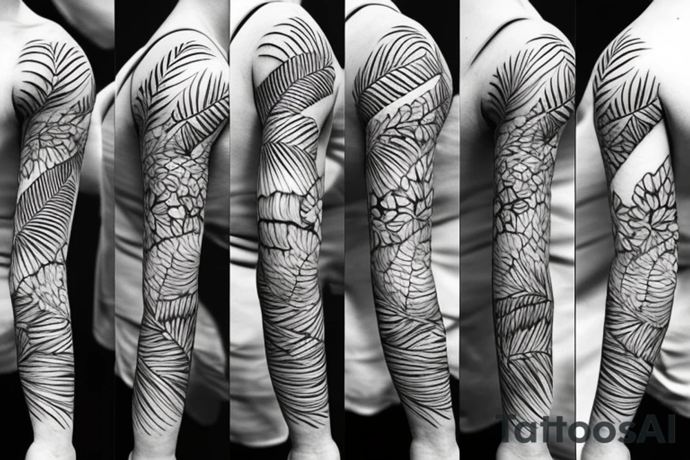 tropical sleeve tattoo idea