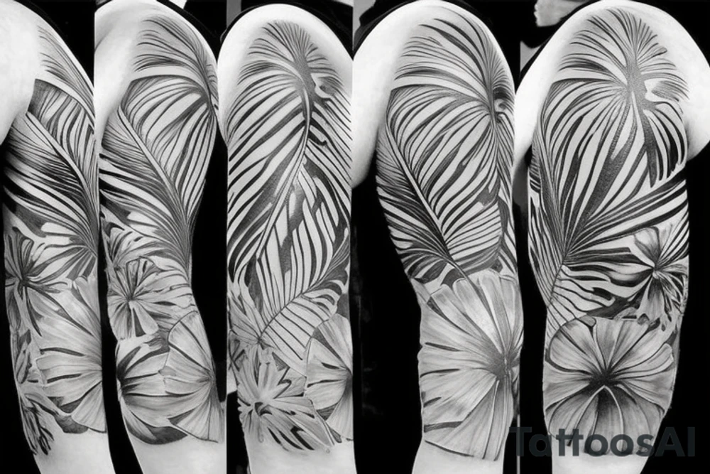 tropical sleeve tattoo idea