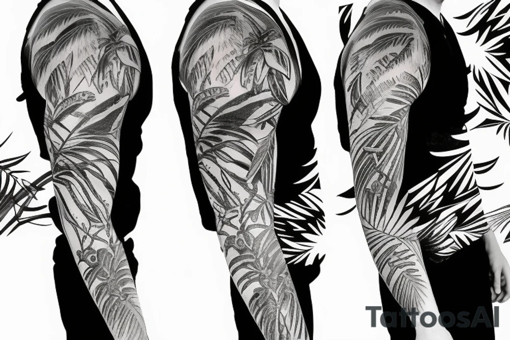 tropical sleeve tattoo idea