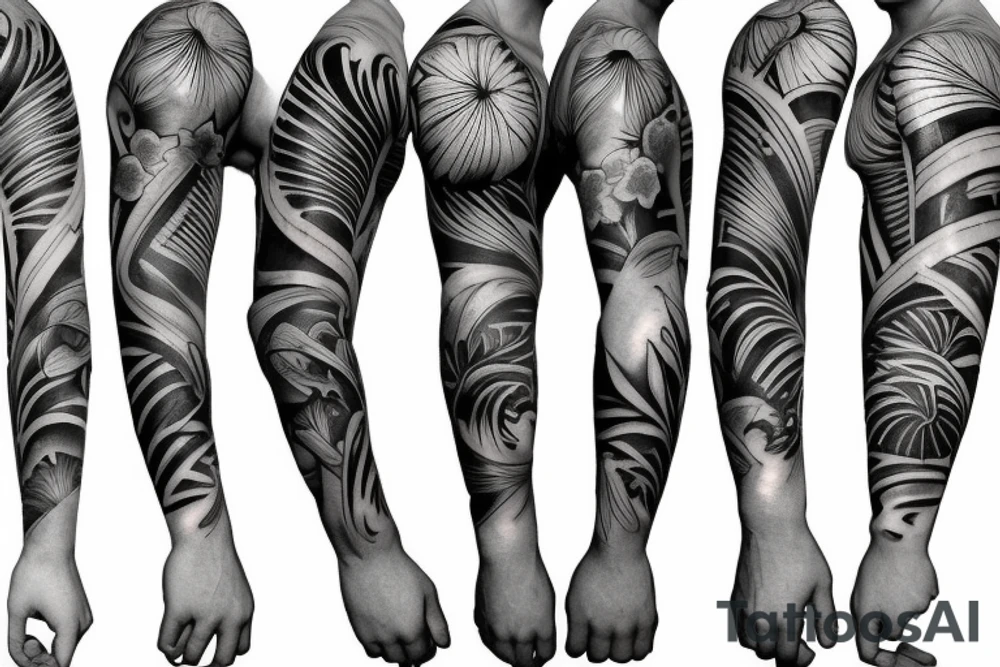 tropical sleeve tattoo idea