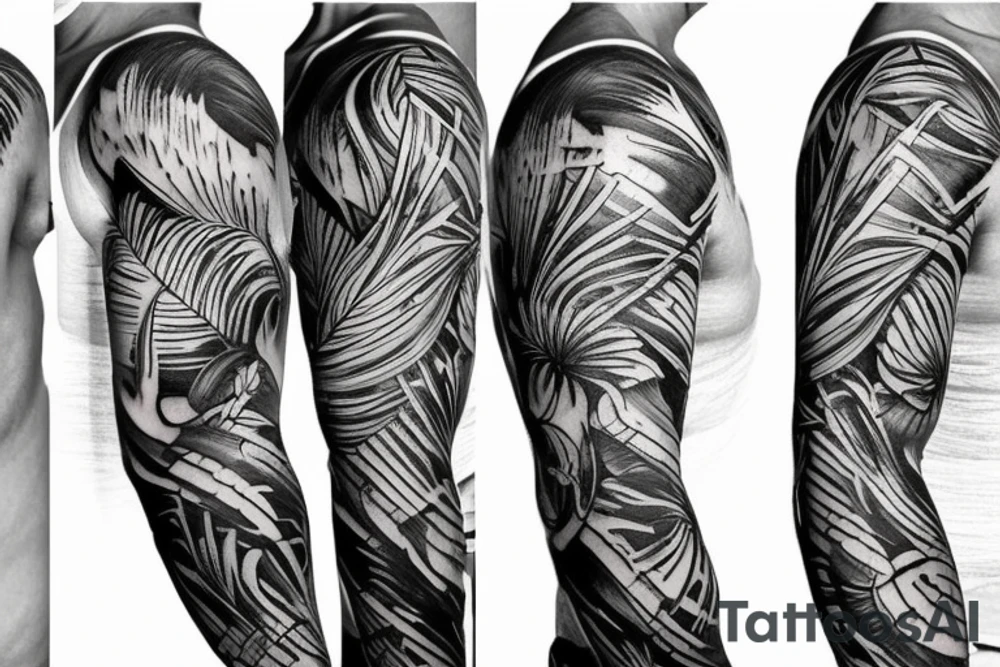 tropical sleeve tattoo idea