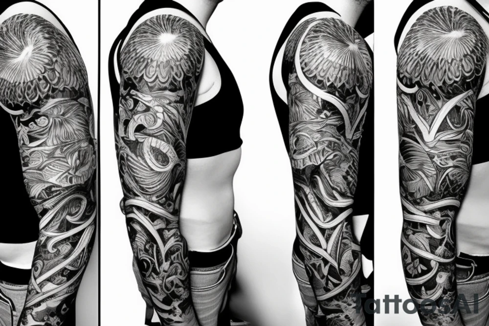 tropical sleeve tattoo idea