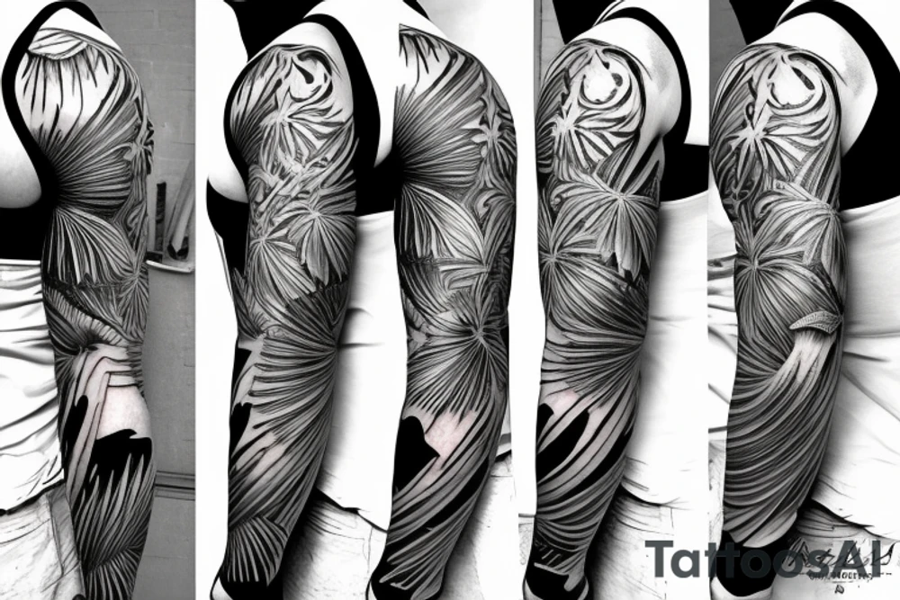 tropical sleeve tattoo idea