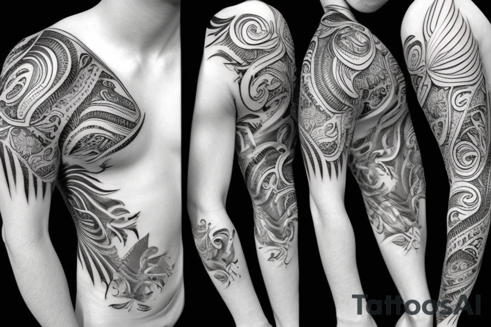 tropical sleeve tattoo idea