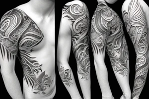 tropical sleeve tattoo idea