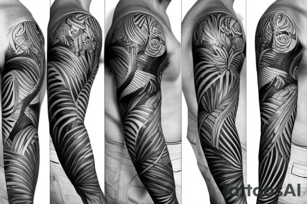 tropical sleeve tattoo idea
