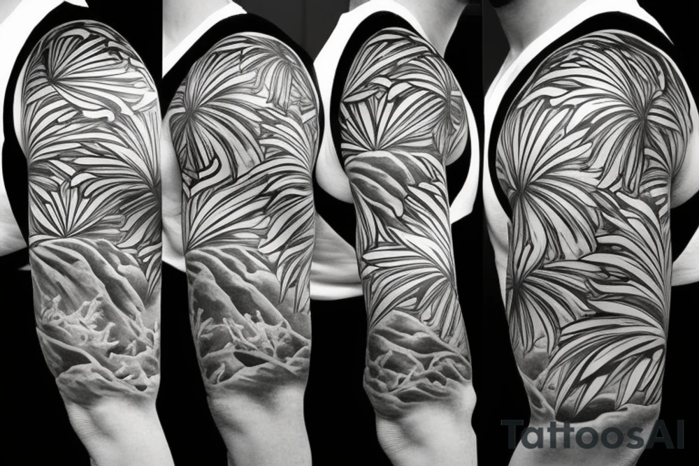 tropical sleeve tattoo idea