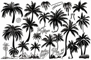 palm tree and waves sleeve tattoo idea