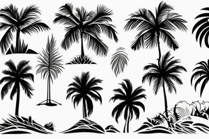 palm tree and waves sleeve tattoo idea