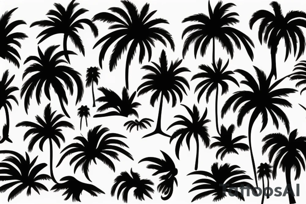 palm tree and waves sleeve tattoo idea