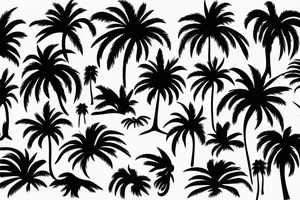 palm tree and waves sleeve tattoo idea