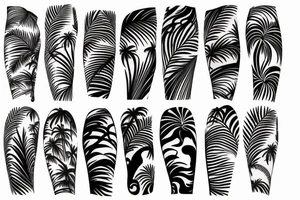 palm tree and waves sleeve tattoo idea