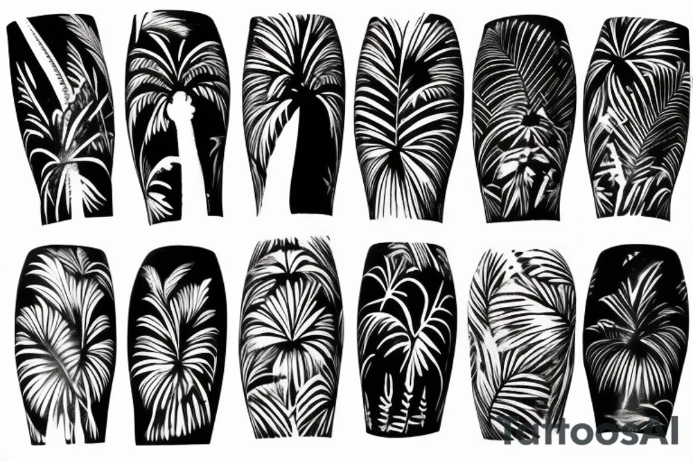 palm tree sleeve tattoo idea