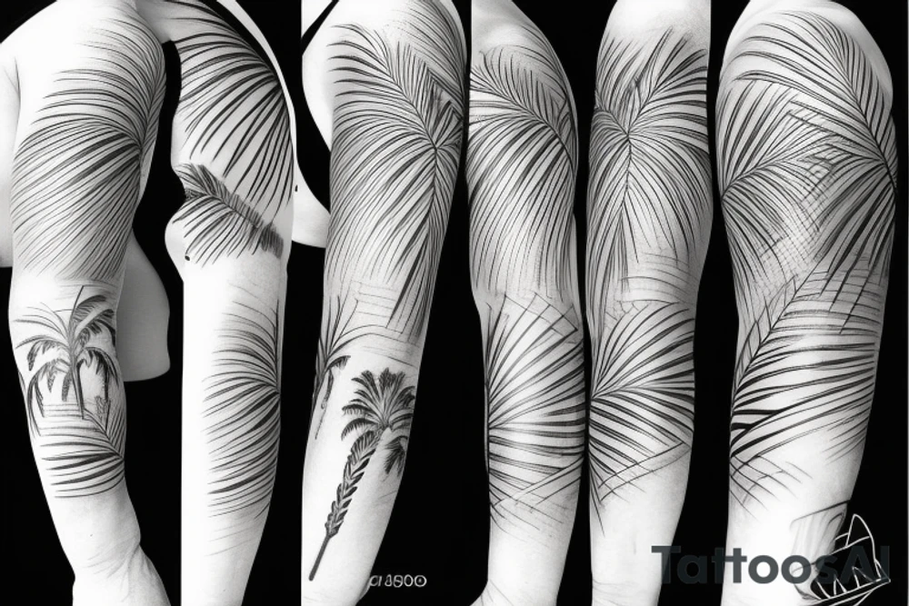 palm tree sleeve tattoo idea