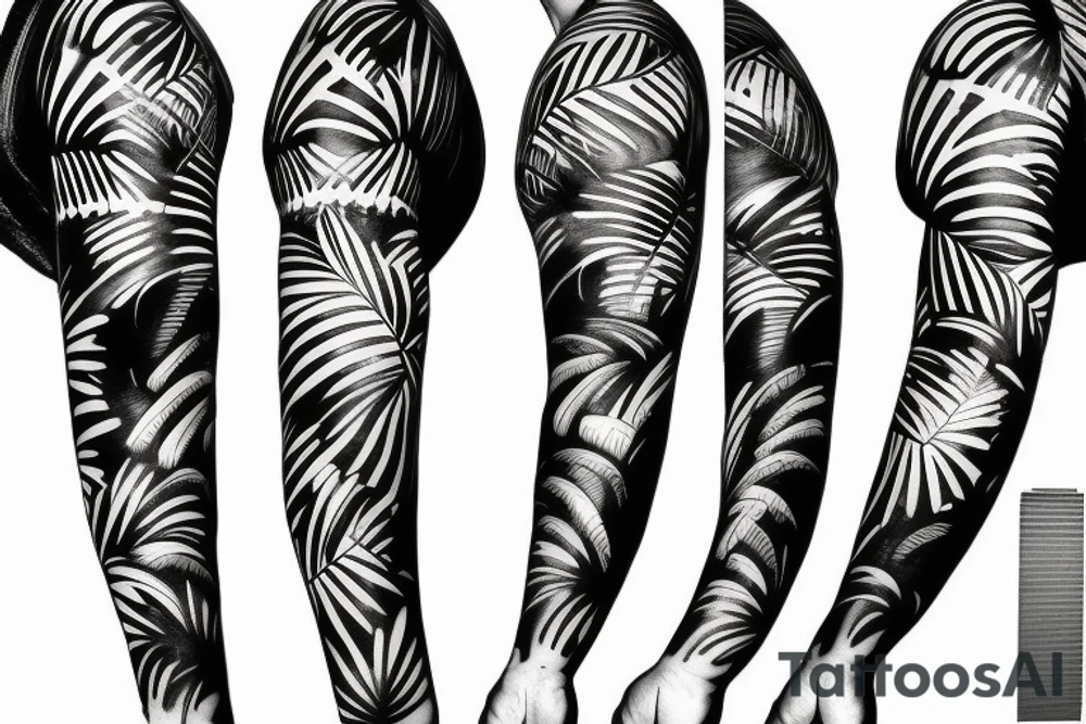 palm tree sleeve tattoo idea