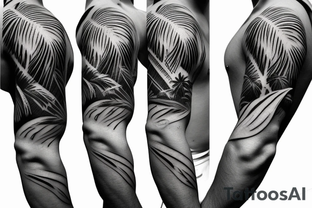 palm tree sleeve tattoo idea
