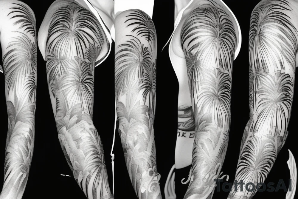 palm tree sleeve tattoo idea