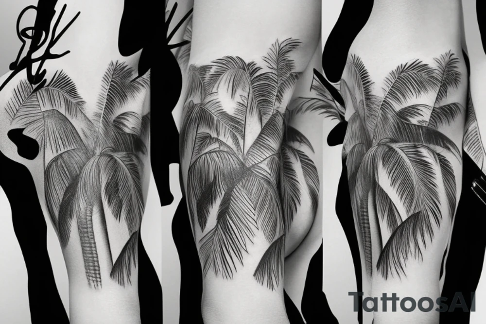 palm tree sleeve tattoo idea