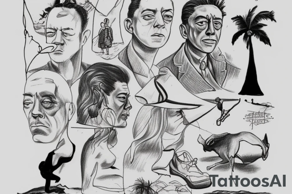 Albert Camus’s The Stranger walking on the beach. tattoo idea