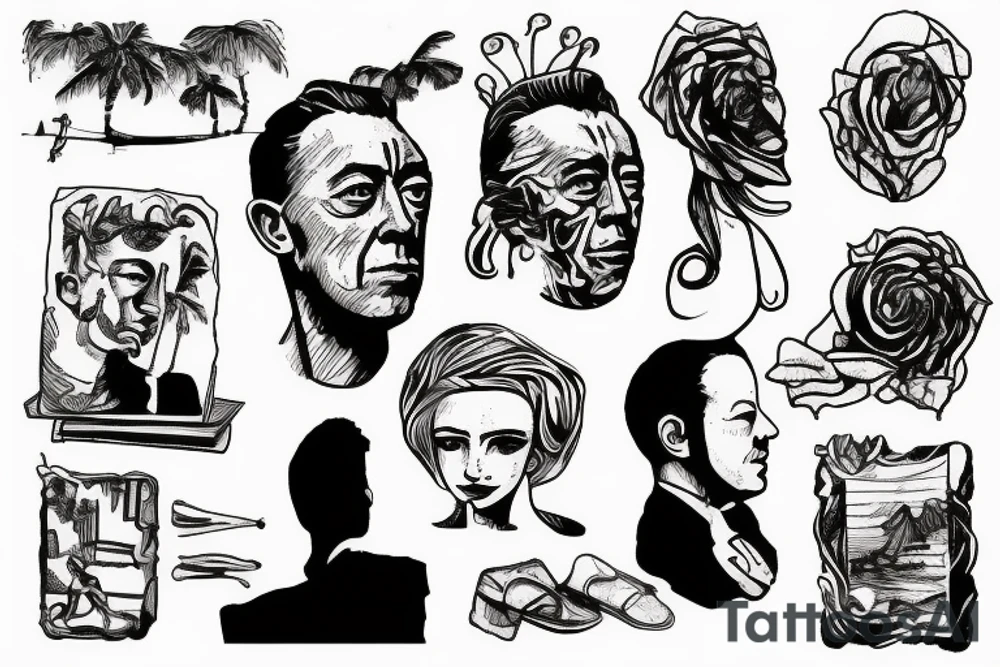 Albert Camus’s The Stranger walking on the beach. tattoo idea