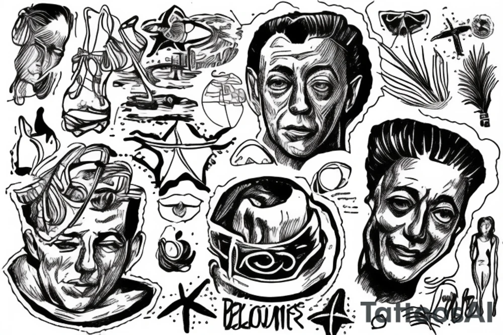 Albert Camus’s The Stranger walking on the beach. tattoo idea