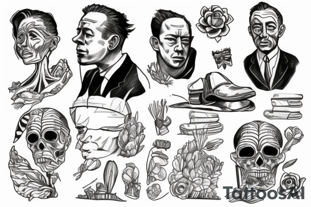 Albert Camus’s The Stranger walking on the beach. tattoo idea