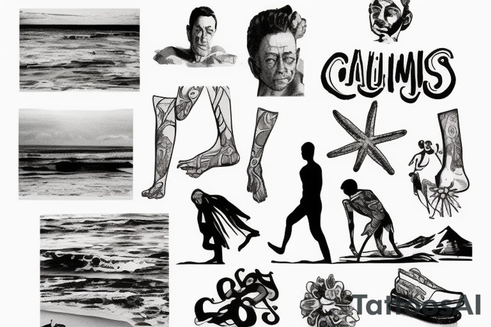 Albert Camus’s The Stranger walking on the beach. tattoo idea
