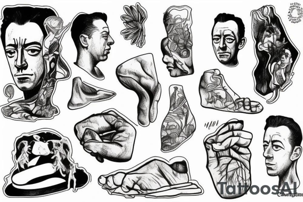 Albert Camus’s The Stranger walking on the beach. tattoo idea