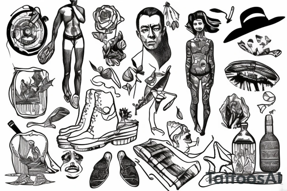Albert Camus’s The Stranger walking on the beach. tattoo idea
