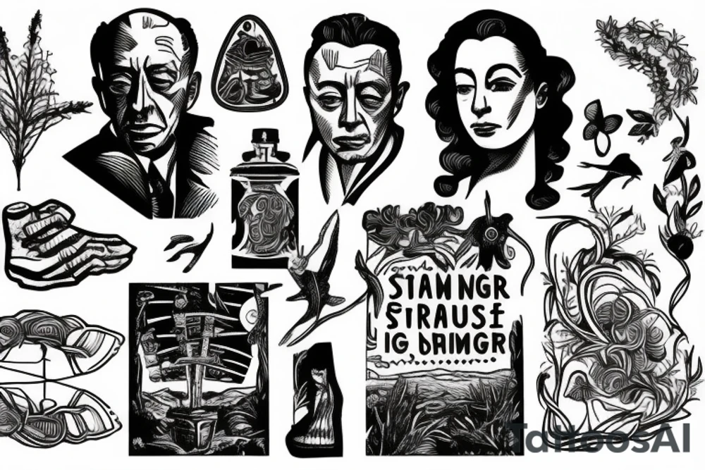 Albert Camus’s The Stranger walking on the beach. tattoo idea