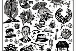 Albert Camus’s The Stranger walking on the beach under the sun. tattoo idea